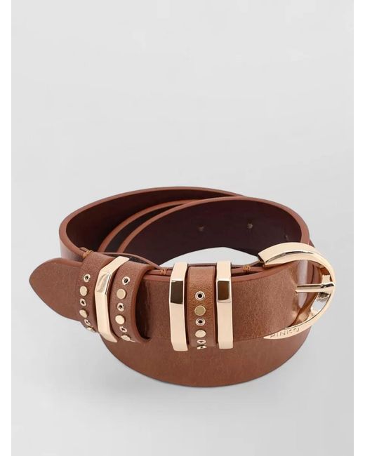 Pinko Brown Adjustable Belts Multiple Loops Smooth Studs