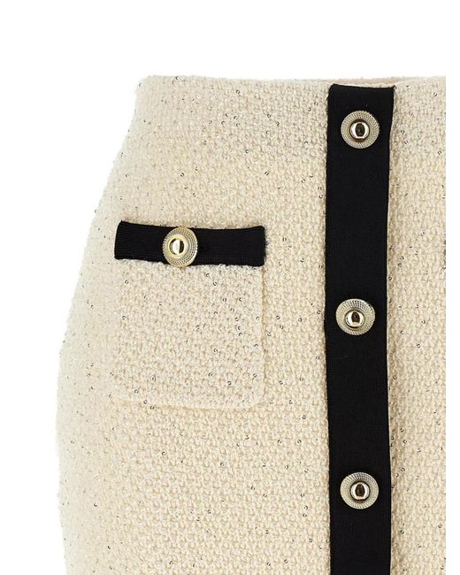 Self-Portrait Natural Sequin Knit Mini Skirt
