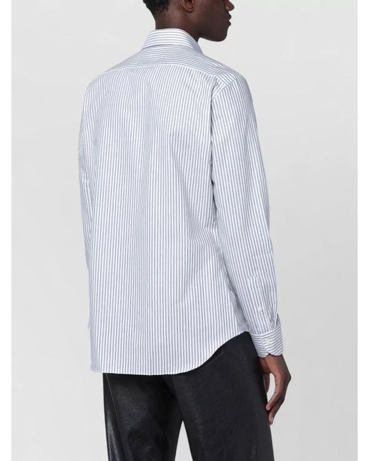 Xacus White Long Sleeve Shirt Striped Pattern Design for men