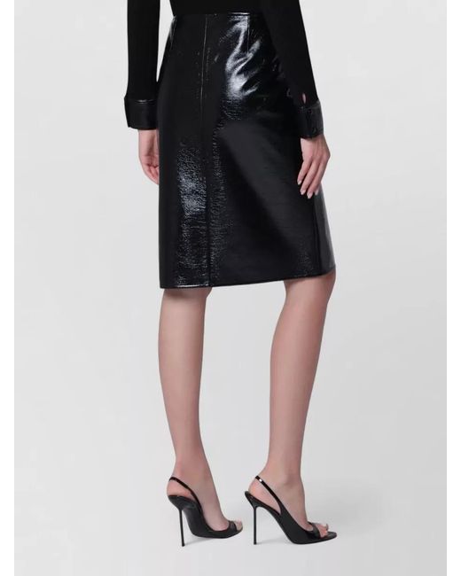 Courreges Black Vinyl Midi Pencil Skirt