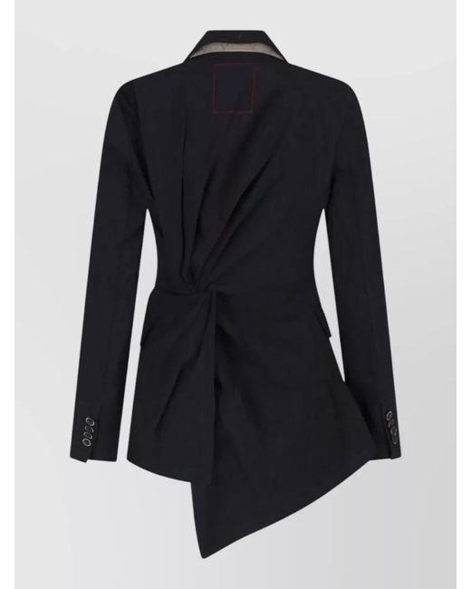 Uma Wang Black Tailored Blazer Asymmetric Hem Buttoned Cuffs
