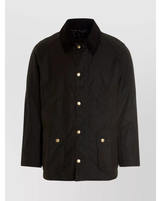 Barbour Black Jacket With Front Pockets And Long Sleeves for men