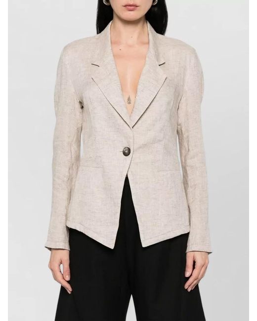 Emporio Armani Natural Tailored Jacket Long Sleeves Back Tie Detail