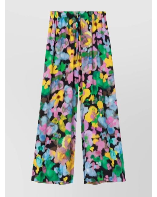 AZ FACTORY White Floral-Print Wide-Leg Trousers