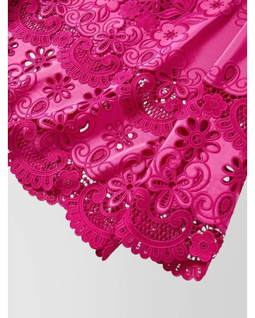 Valentino Garavani Pink Shirt Lace Collar Long Sleeve Openwork Hem
