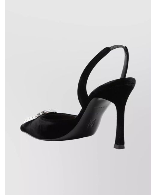 AMINA MUADDI Metallic Velvet Embellished Slingback Pumps