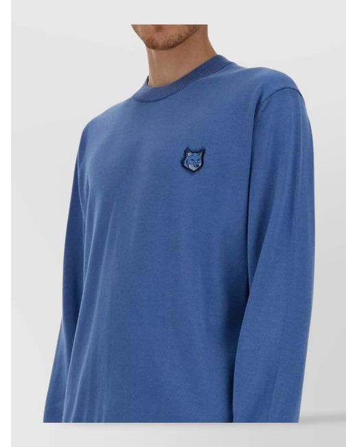 Maison Kitsuné Blue Cotton Jersey Jumper for men