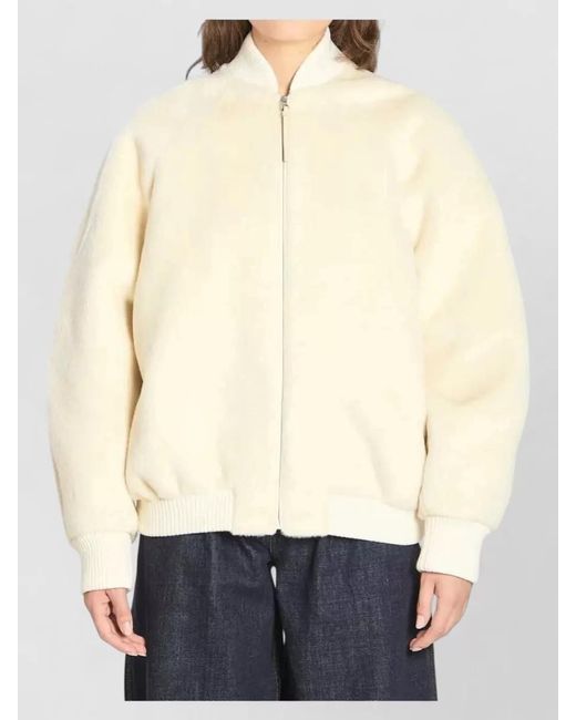 Jacquemus Natural High Collar Blouson Ribbed Cuffs Hem