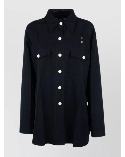 Prada Blue Collared Front Pockets Long Sleeves Coat