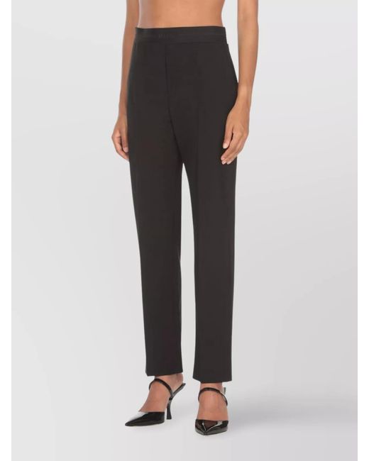 MSGM Black Wool Straight-Leg Trousers
