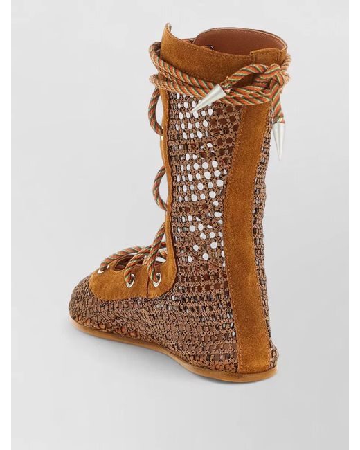 Kiko Kostadinov Brown Reticella Ankle Boots