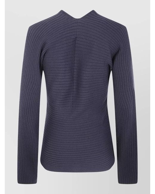 Paloma Wool Blue Polenta Sweater Asymmetric Design Ribbed Texture
