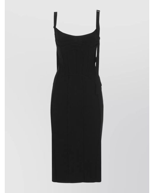 The Attico Black Sleeveless Midi Dress Lace Open Back