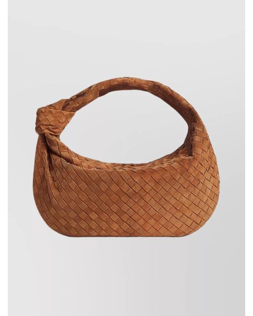 Bottega Veneta Brown Suede Shoulder Bag Knotted Handle