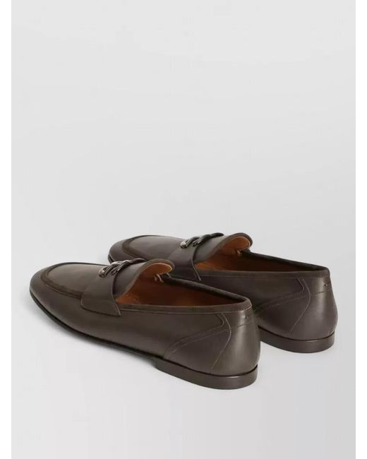 Dolce & Gabbana Brown Calfskin Loafers Almond Toe Flat Sole for men