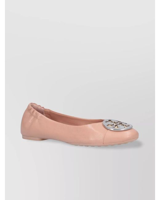 Tory Burch Pink Leather Ballerina Shoes
