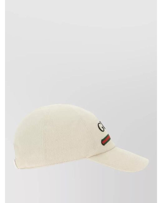 Gucci Natural Cotton Baseball Cap Curved Brim Design for men