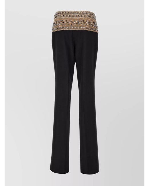 Stella McCartney Black Wool Crystal-Embellished Straight-Leg Trousers