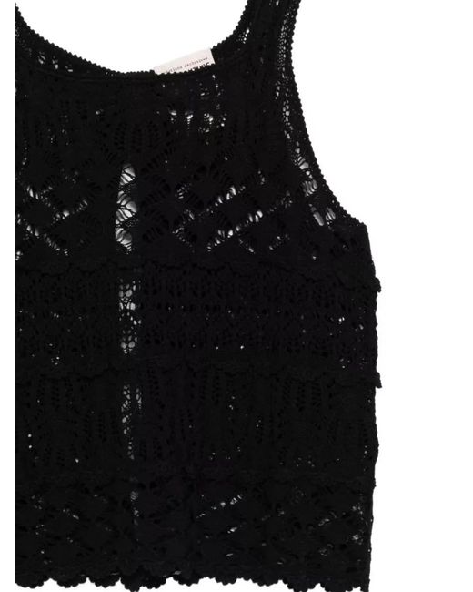 Semicouture Black Shelley Lace Crochet Tank Top