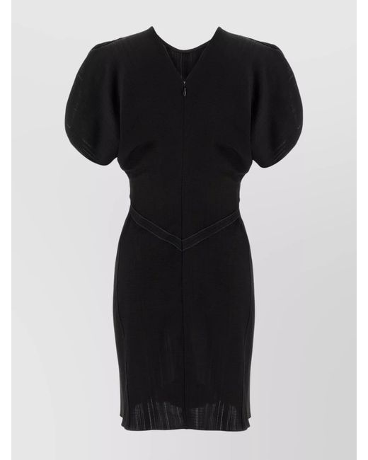 Victoria Beckham Black Gathered Waist Viscose Mini Dress