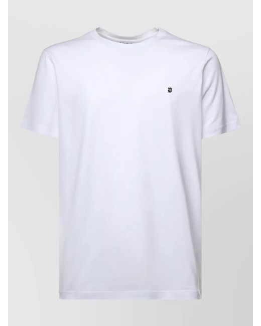 Dondup White Cotton Crew Neck Short Sleeve Top for men