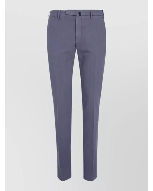 Incotex Blue Regular Chino Trousers Belt Loops Side Pockets for men