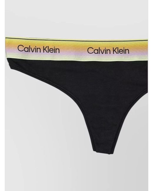 Calvin Klein Black Logo Thong Band Elastic Waistband