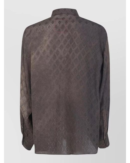 Uma Wang Brown Diamond-Pattern Button-Down Shirt for men