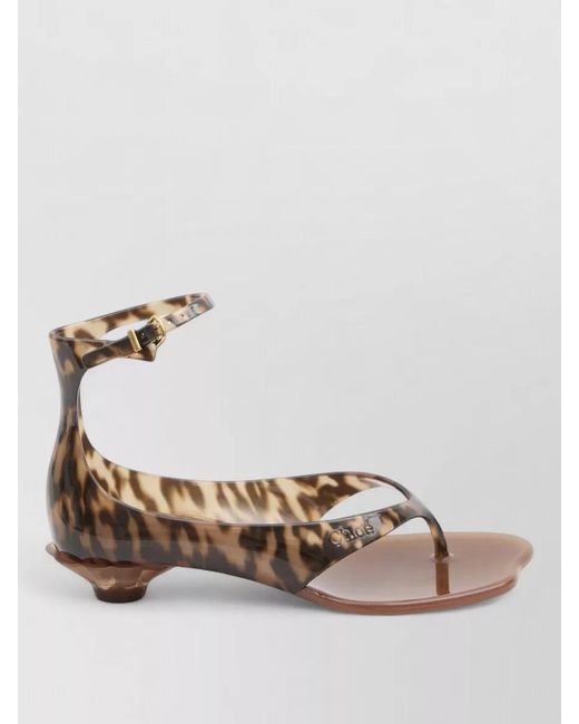 Chloé Multicolor Jelly Flip-Flop Sandals Tropical Print Shell Heel