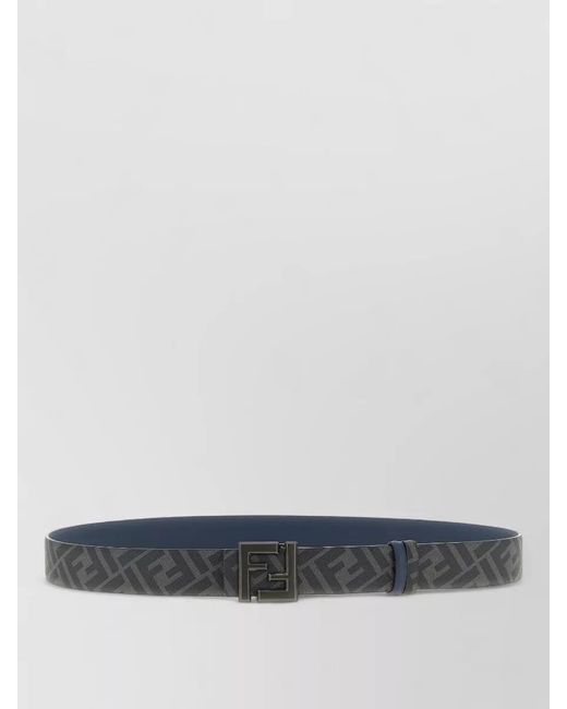 Fendi Gray Calf Leather Reversible Belt for men