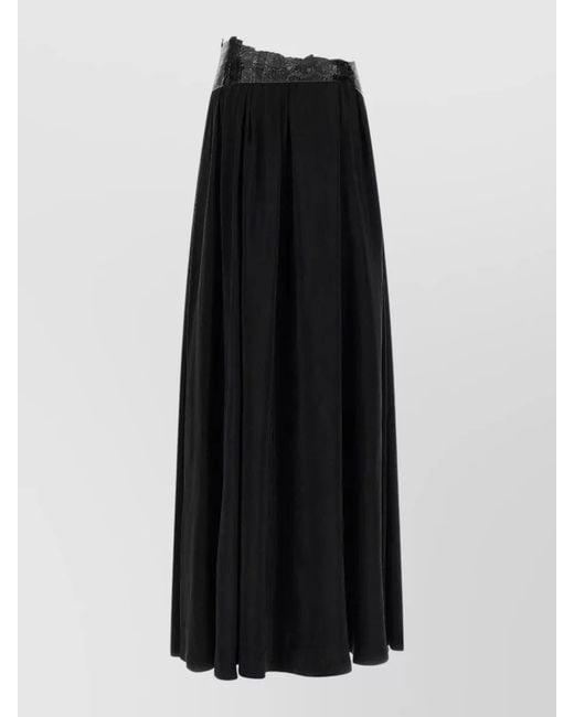 Maison Margiela Black High Waist Maxi Skirt Lace Trim