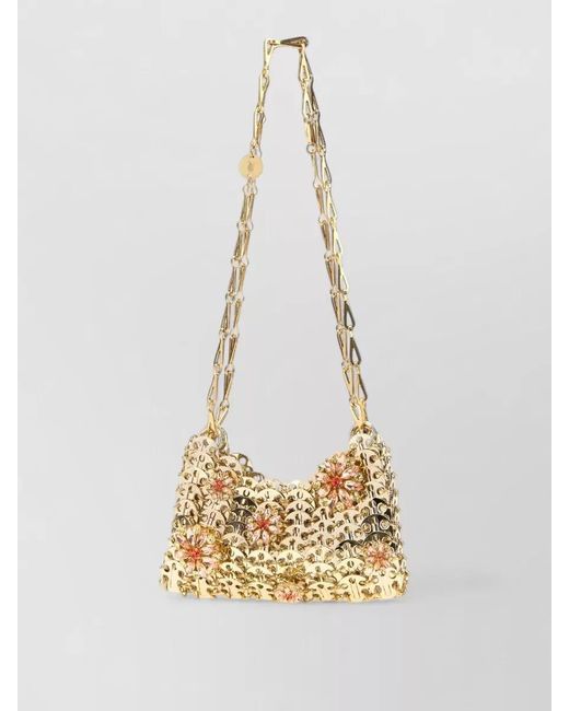 Rabanne Metallic Metal Chain 1969 Shoulder Bag Floral Strap
