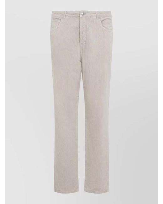 Brunello Cucinelli White Cotton Corduroy Chino Straight Leg Pants for men