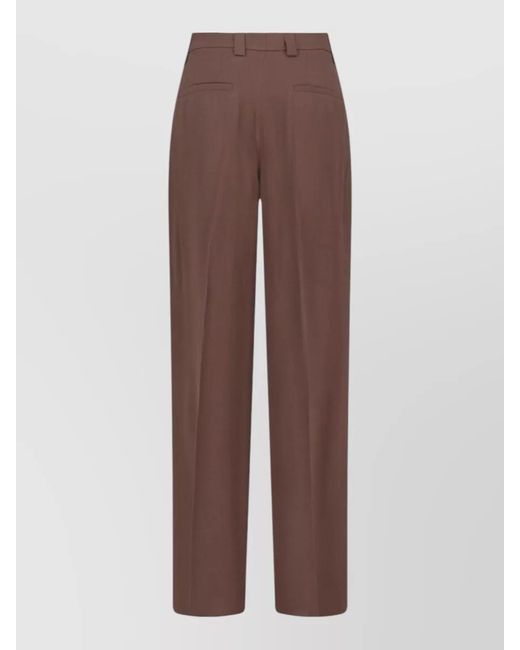 Incotex Brown Straight Trousers Belt Loops Pleated Design