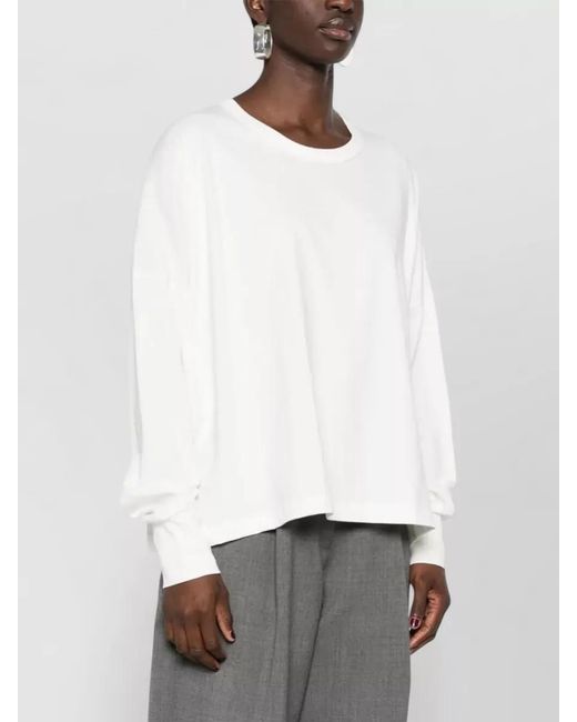 Studio Nicholson White Cotton Long Sleeve Sweatshirt