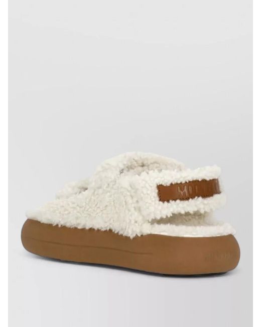 Moon Boot White Shearling Fur-Lined Sandals