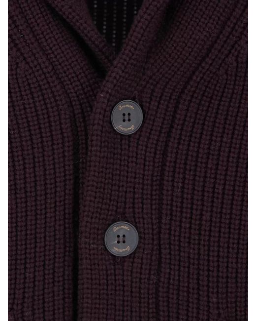 Drumohr Blue Shawl Collar Ribbed Coat Front Pockets for men
