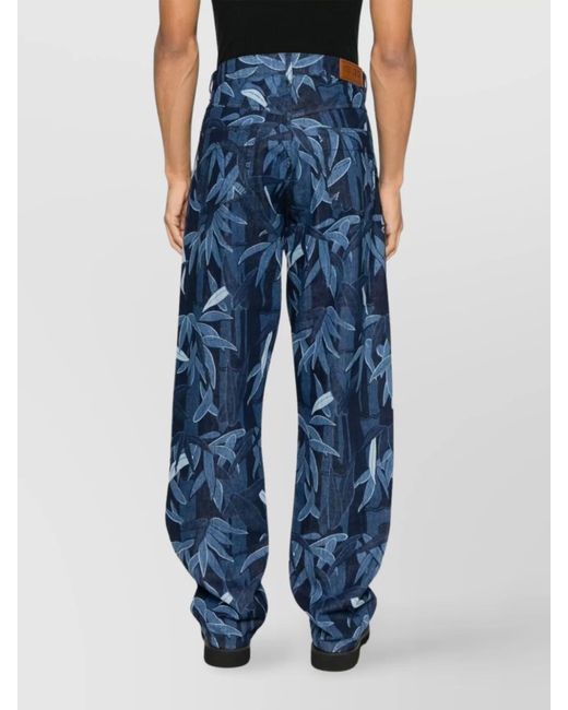 KENZO Blue Cotton Straight-Leg Trousers for men