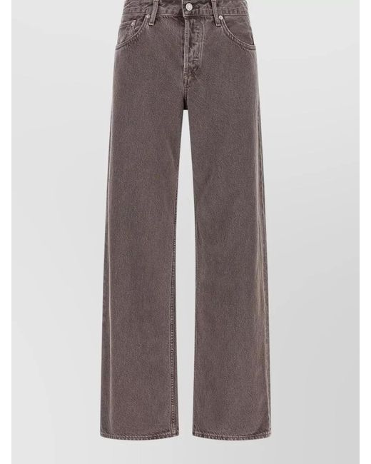 Agolde Brown Denim Low-Rise Straight-Leg Jeans