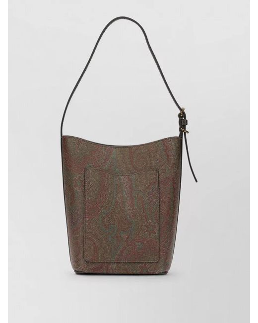 Etro White Small Bucket Shoulder Bag Adjustable Strap Paisley