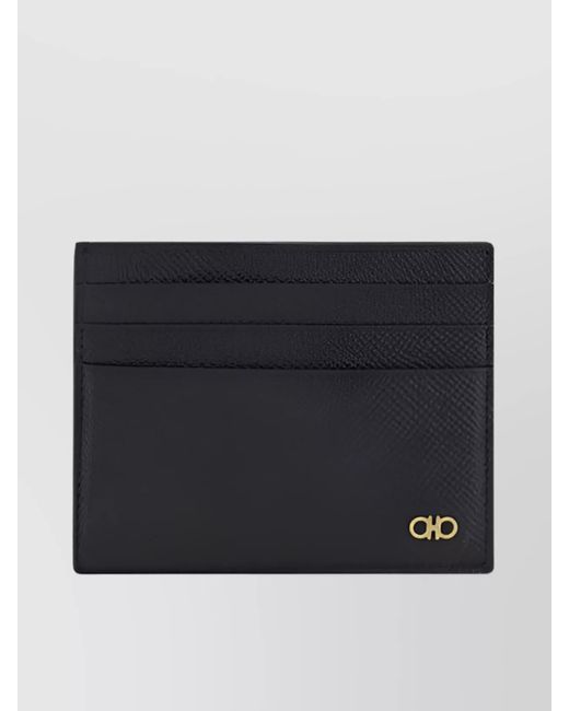 Ferragamo Black Leather Card Holder for men
