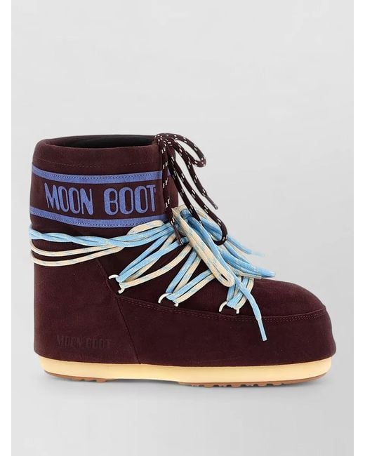 Moon Boot Blue Ankle Boots Flat Sole Round Toe