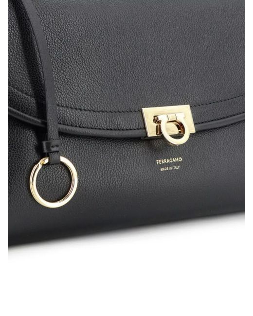 Ferragamo Black Textured Clutch Bag Adjustable Strap Hardware