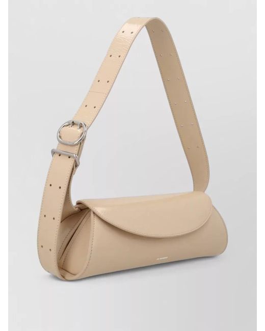 Jil Sander Natural Cannolo Small Leather Shoulder Bag