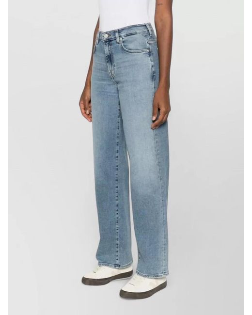 7 For All Mankind Blue Denim Straight-Leg Jeans