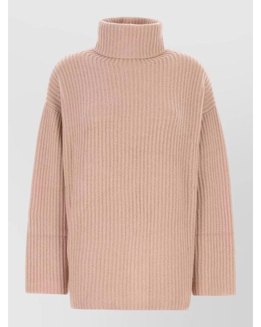 LeKasha Pink Cashmere Lisbon Sweater High Neck Relaxed