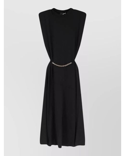 Pinko Black Belted Sleeveless Midi Dress