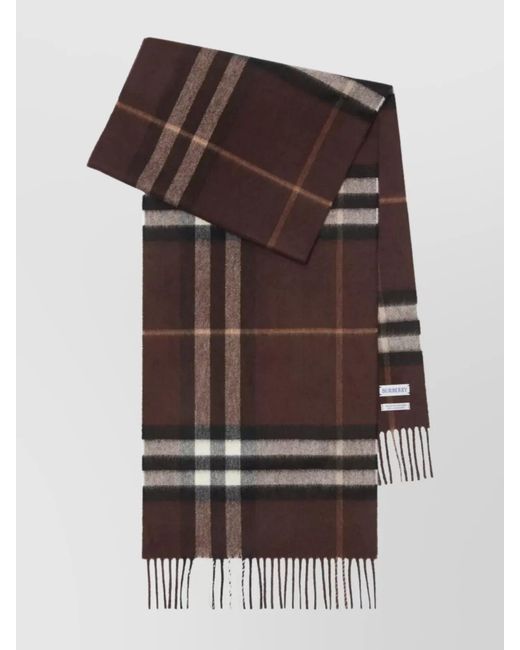 Burberry Brown Oversized Cashmere Scarf Check Pattern