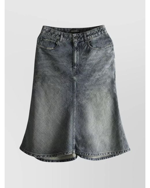 Balenciaga Gray Cotton Midi A-Line Skirt