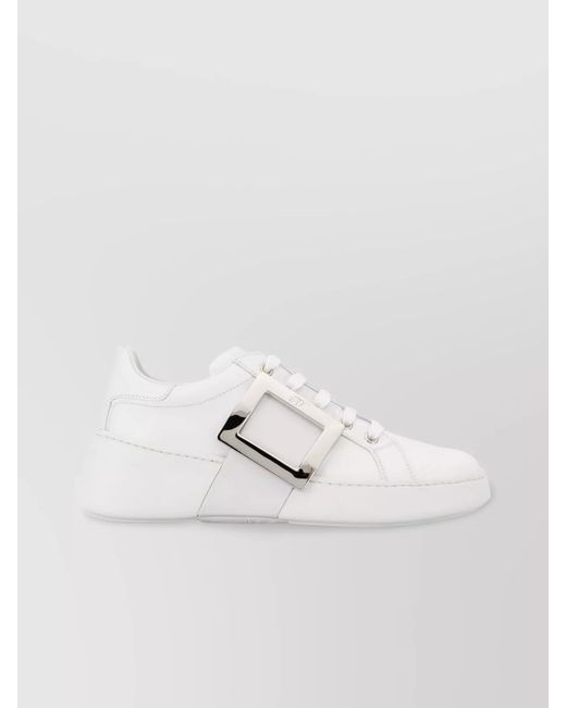 Roger Vivier White Leather Low-Top Sneakers